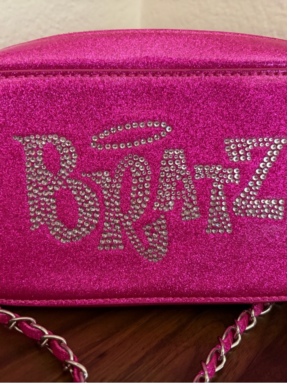 Pink Glitter Phone Crossbody Case with QWERTY Design - Picture 3 of 3
